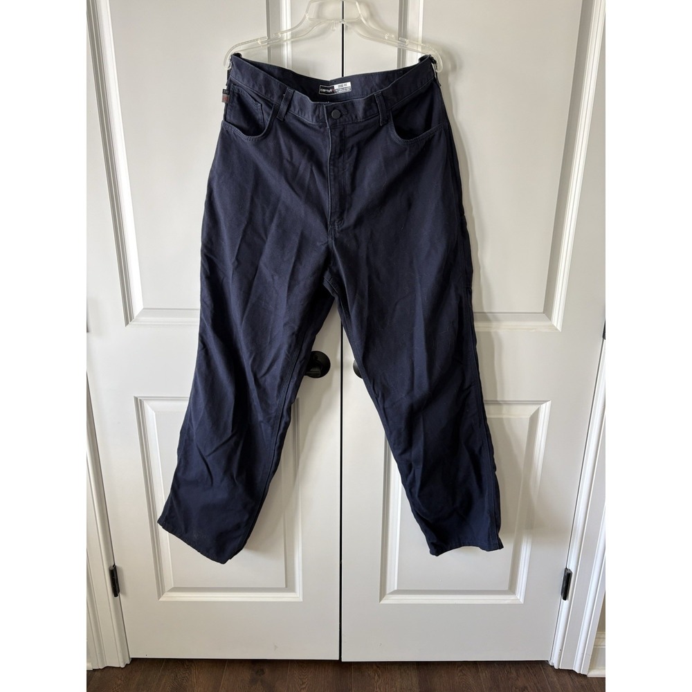 Carhartt Rugged Flex Rigby Dungarees FR Rated Pants Men 38x32 Navy 102291